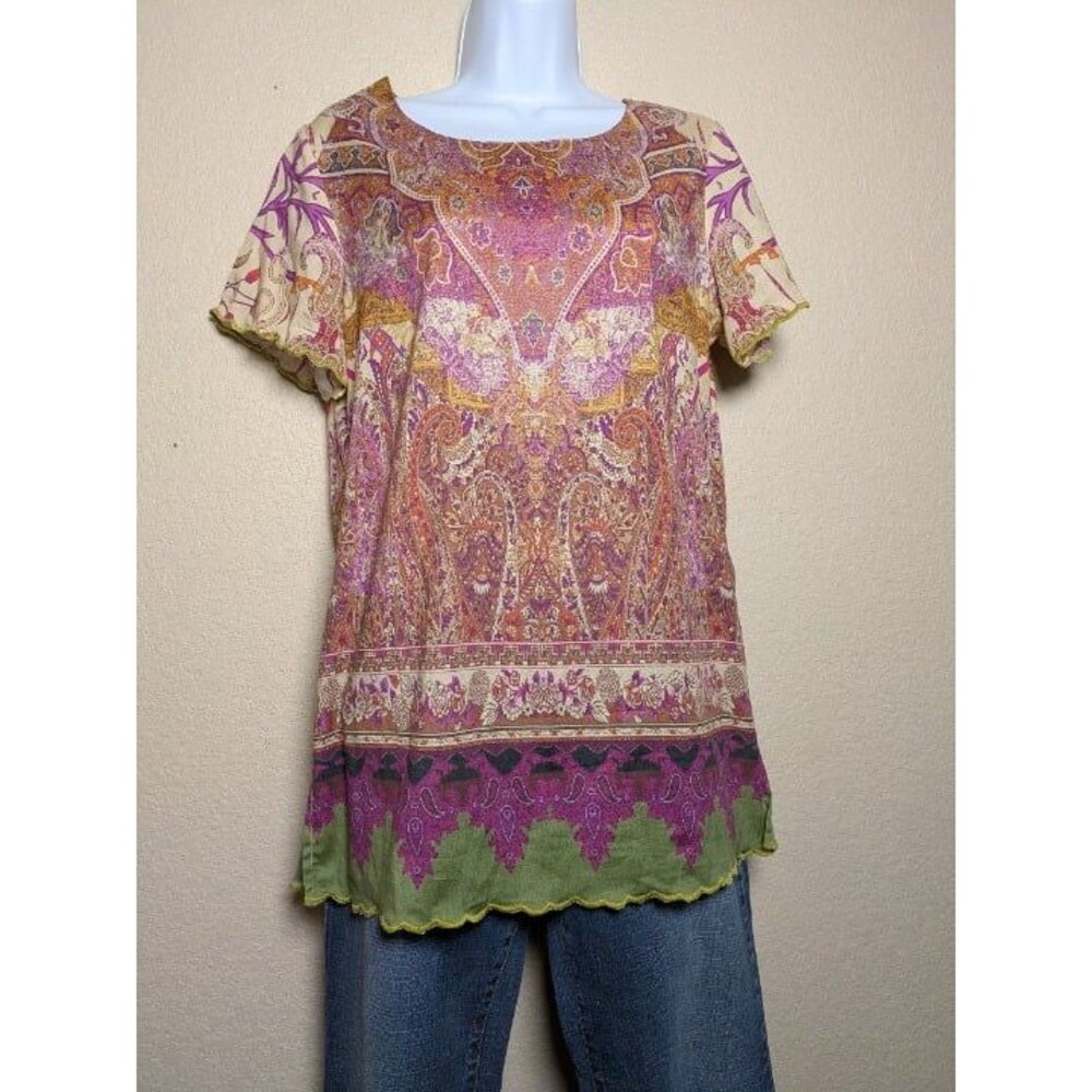 Soft Surroundings Boho Paisley Print Top Size Small Retro Festival Artistic